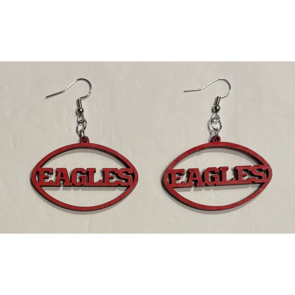 Wood Earrings - 1.2" x 1.75" Eagles - Red - E074-53
